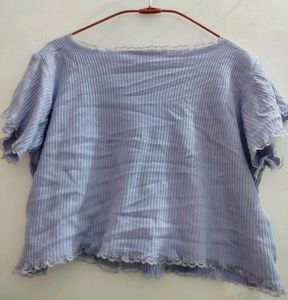 Cute Ribbed Button-Up Crop Top