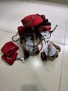 Vintage Red Roller Skates &amp; Bag Set