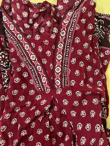 Maroon Printed Kurta 3xl