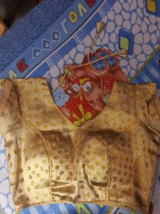 Golden Embellished Saree Blouse