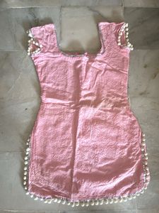 Pink Pom-Pom Kurti With Back Zip