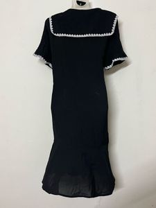 korean plus size Black Dress with Peter Pan Collar
