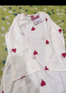 Heart Print Kurta with Pink Palazzo Pants