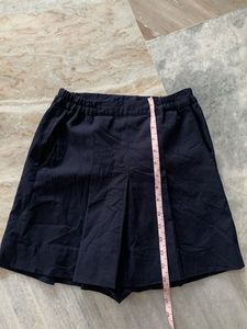 Navy Blue Pleated A-Line Skirt