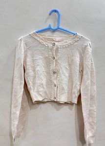 White Laced Women Button Down Top