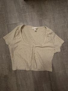 Chic Eyelet Cropped Button-Up Top