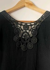 Black Lace Back T-Shirt