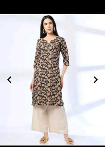 black Floral Print Kurti