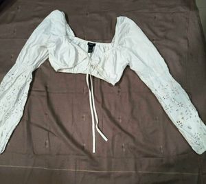 White Eyelet crop top