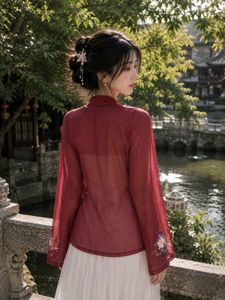 Elegant Red Embroidered top