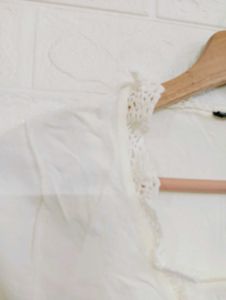 White Lace Trim Cardigan