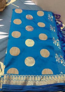 Blue Polka Dot Saree