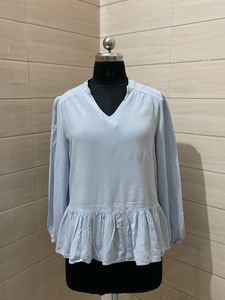 Light Blue Peplum Top