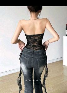 Black Lace Strapless Corset Top
