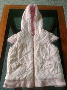 Pink Fluffy Hooded Jacket.Can be worn both side