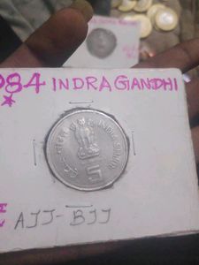 Very Rare Big Coin 5 Rs With Indira Gandhi