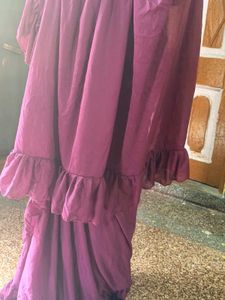 Purple 💜 Ruffle Saree ( New + Blouse Piece )