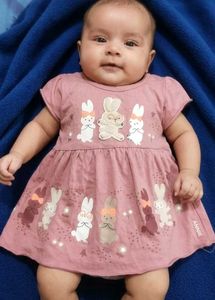 Cute Bunny Print Baby Girl Dress