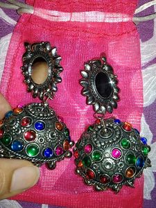 Bohemian Multicolor Jhumka Earrings