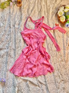 Chic Pink tiered  Ruffle y2k fairy core Dress