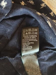 Marks &amp; Spencer Navy Blue Printed V-Neck Top
