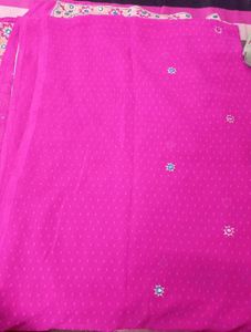 Elegant Magenta Embroidered Saree with Blouse