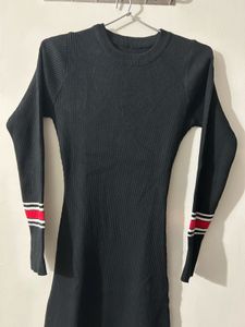 Black Ribbed Bodycon Dress