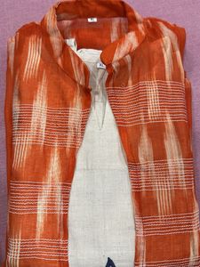 Stylish Kurta Set with Ikat Print Shrug