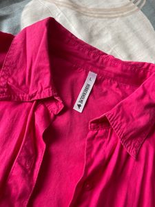 Vibrant Pink Cotton Oversized Shirt