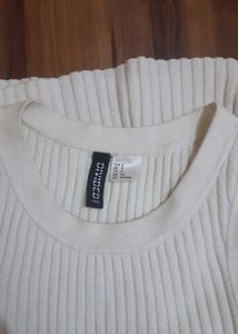 Cream Ribbed H&amp;M TOP