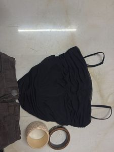Chic Black Ruched Cami corset
