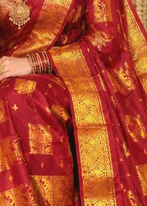 Elegant Red &amp; Gold Kanjeevaram Silk Saree
