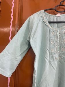 Embroidered Teal Kurta