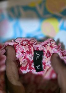 Boho Off-Shoulder Floral Ruffle Crop Top