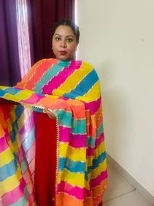Colorful Striped Gotta Patti Dupatta