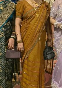 Elegant Mustard Yellow Saree heavy party sare