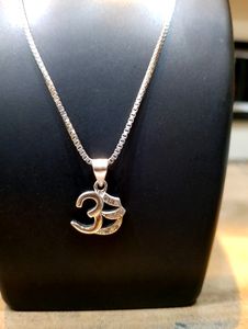 Om Letter Chain Pandent Pure Silver 925
