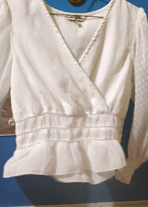 Chic White Wrap Blouse