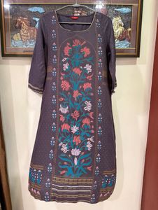 W beautiful Brown Floral Print Kurta