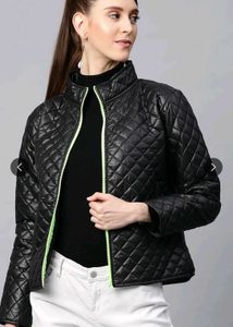 Quilted Bomber Jacket with Neon Zip