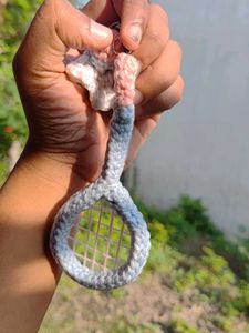 Handmade Crocheted Tennis Racket Keychain