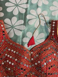 Stunning Red Mirror Work Blouse
