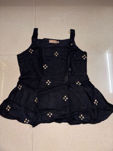 Black Embroidered Short Kurti