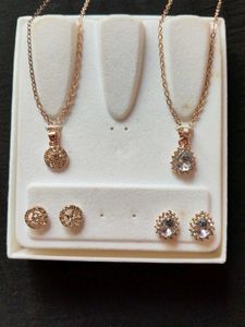 Elegant Rose Gold Necklace &amp; Earring Set combo of