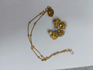 Elegant Gold Toned Nose ring and Earring Set