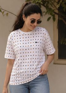 Lacoste White Triangle Print T-Shirt