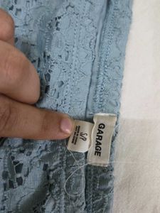 Garage Light Blue Lace Off-Shoulder Top
