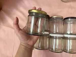 set of 8 glass jars