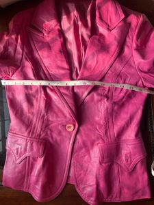 Y2K rose / hot pink leather blazer / jacket