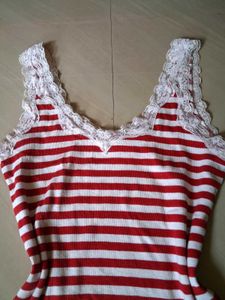 striped lacey cami/tank top